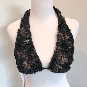 Sequin Mesh and Lace 5-Way Bikini Top D to DDD Custom Made by Pango Pango